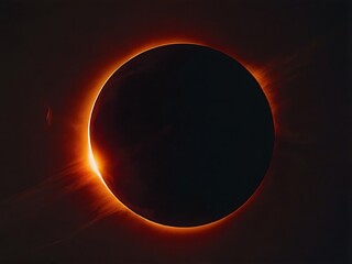 Obraz premium High quality image of red eclipse in the dark sky, space and astronomy concept, dark with red theme