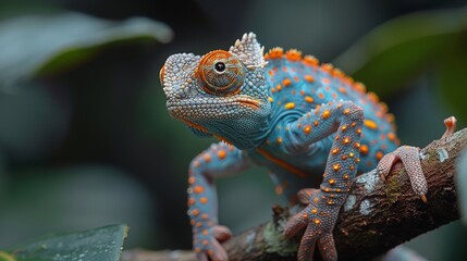 Fototapeta premium chameleon on a branch forest