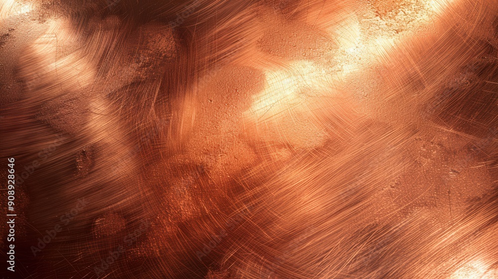 Poster a polished copper surface glimmers with vibrant red highlights, showcasing an intriguing pattern and