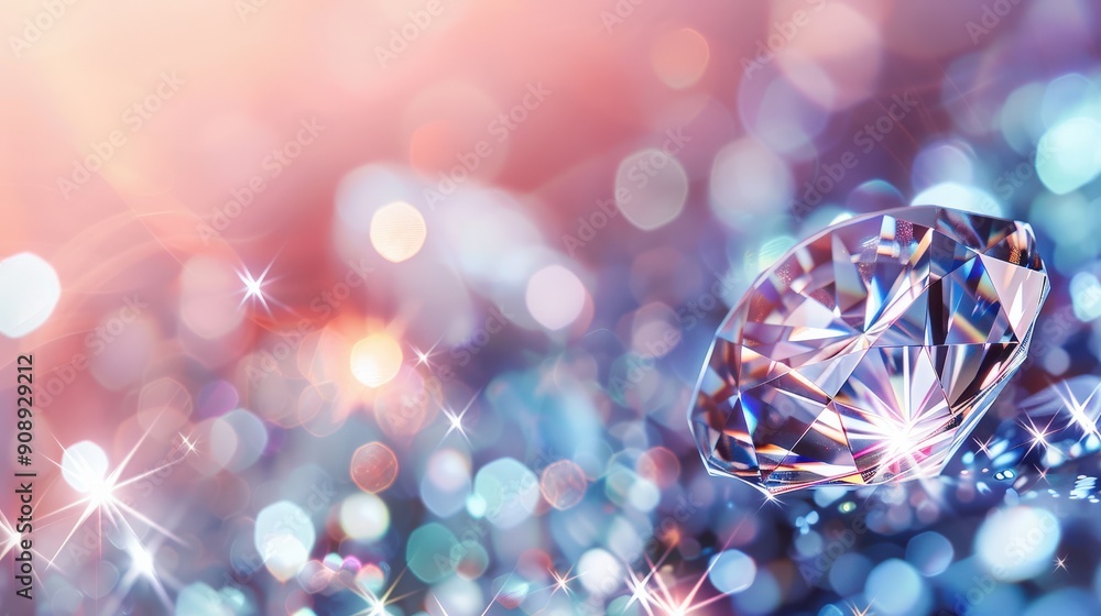 Poster a brilliant diamond glimmers prominently, surrounded by a dazzling array of sparkling lights and vib