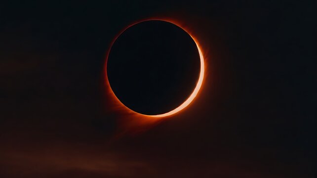 High quality image of red eclipse in the dark sky, space and astronomy concept, dark with red theme