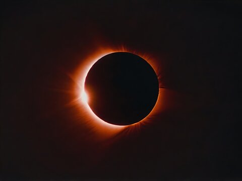 High quality image of red eclipse in the dark sky, space and astronomy concept, dark with red theme
