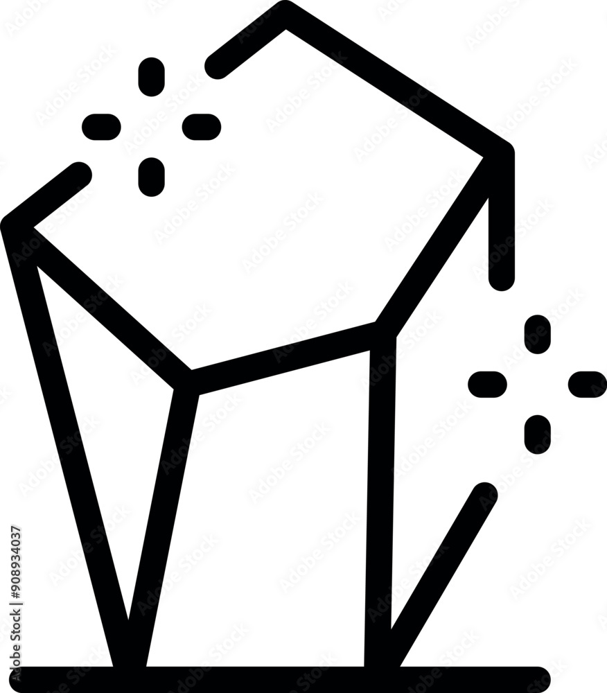 Poster line art icon of a complex geometric shape standing out with sparkles around