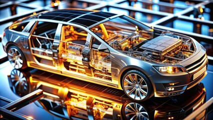 Fototapeta premium Educational Cross-Section View of Car’s Mechanical Systems