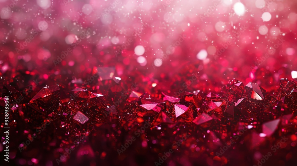 Poster a captivating display of shiny ruby elements glistens under soft lighting, showcasing deep red highl
