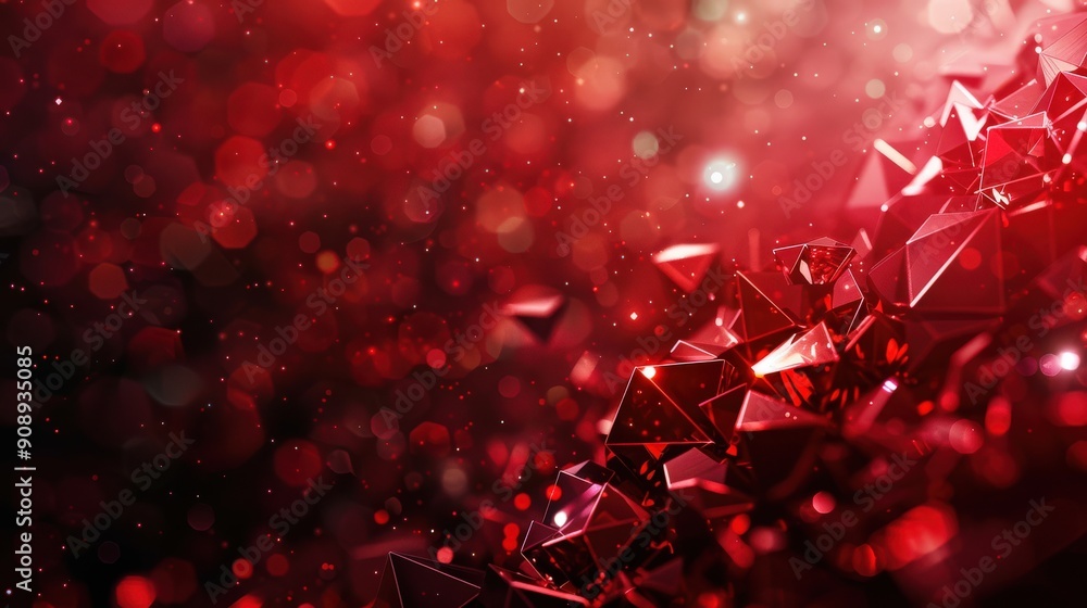 Poster a striking ruby backdrop features dazzling deep red highlights with geometric shapes that reflect li