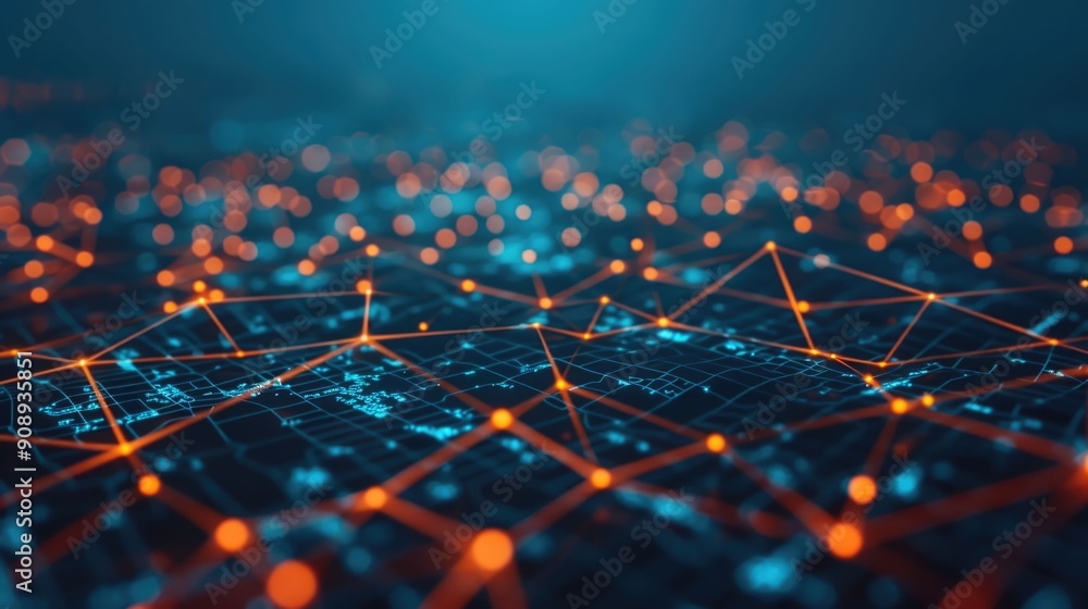 Aufkleber futuristic visualization of near field communication and instant digital connectivity in a deep matr