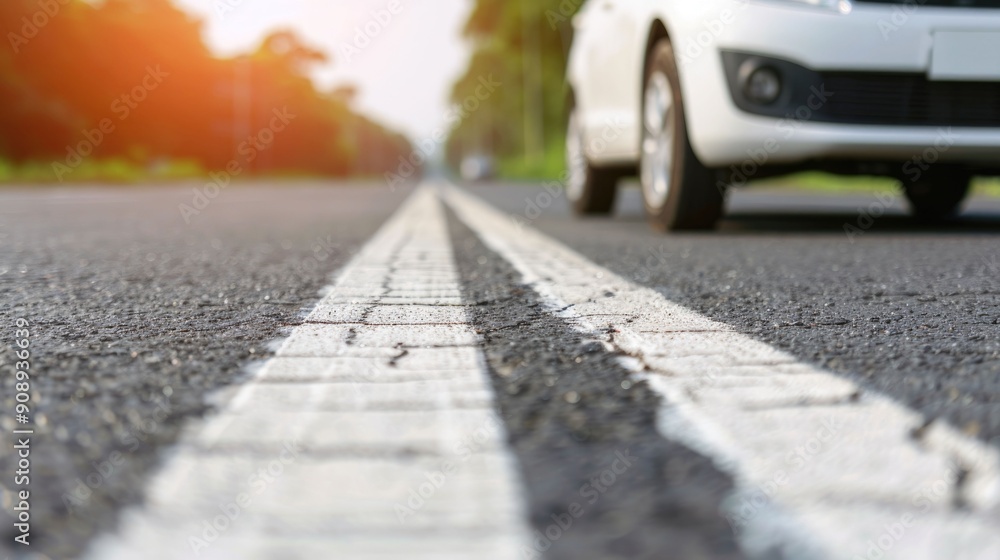 Poster concept image showcasing auto insurance coverage and vehicle protection features in a blurred depth 