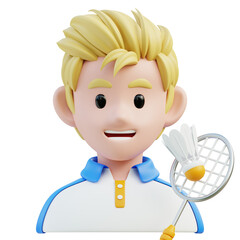 3D Cartoon of a Badminton Player