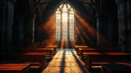 In a mystical business academy, vintage classrooms equipped with enchanted teaching tools glow with light effects Sunlight filtering through tall