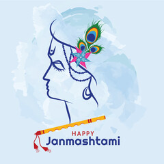 Krishna Janmashtami Celebration Post With Lord Krishna  Vector Illustration