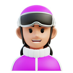 Smiling Female Cartoon Wearing Ski Goggles
