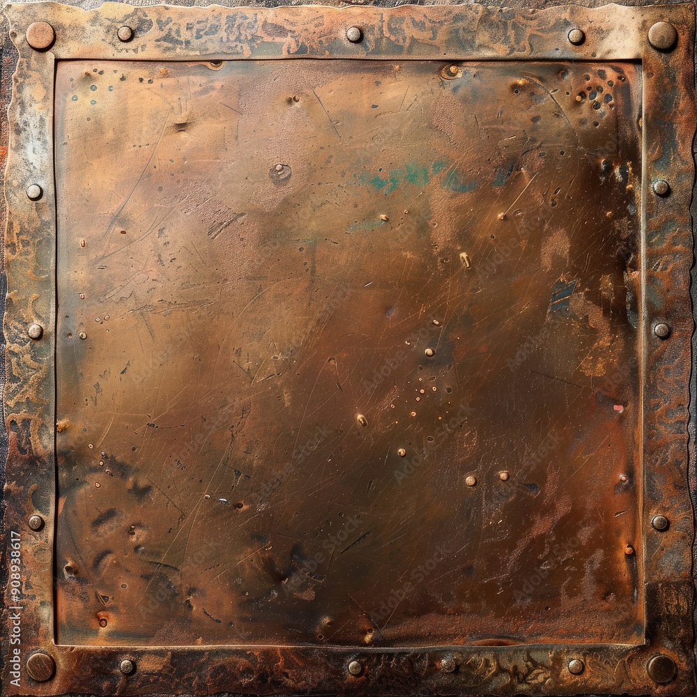 Poster a textured solid bronze background showcases unique patterns and rustic details, reflecting light an