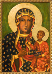 MILAN, ITALY - MARCH 5, 2024: The painting of Ikon Mother Mary of Czestochowa (Black Madonna)  in...