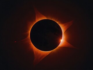 Naklejka premium High quality image of red eclipse in the dark sky, space and astronomy concept, dark with red theme