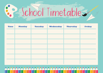 School timetable for students, back to school