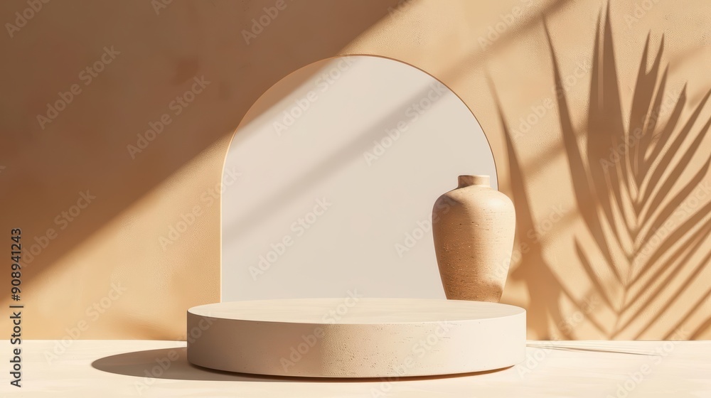 Poster minimal platform for product presentation featuring an empty podium