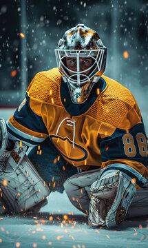Ice hockey goalie portrait