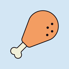 Chicken's leg vector icon. Fast food sign