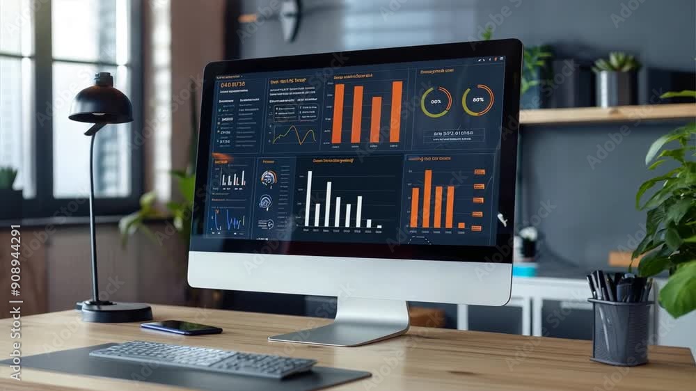 Poster high-resolution image of a business dashboard on a computer screen