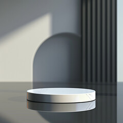 interior of a modern house with close up product display podium