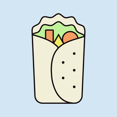 Burrito Wrap vector icon. Fast food sign