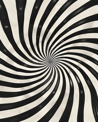 Black and white Psychedelic art style stripes circle to center