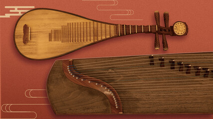 traditional chinese intrument guzheng and pipa