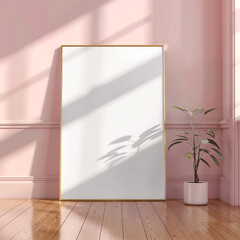 Pink Wall Frame Mockup. Gold Frame Mockup. Indoor
Minimalist Frame Mockup