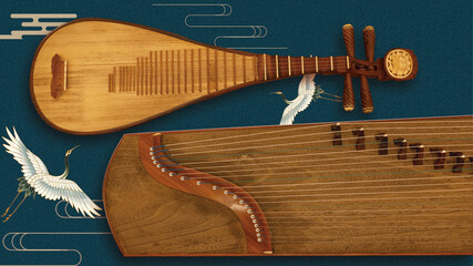 traditional chinese intrument guzheng and pipa