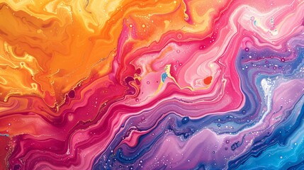 Abstract liquid texture with marbled patterns and vivid colors