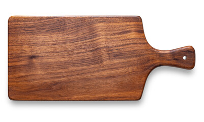 Handmade black walnut chopping board. walnut natural texture. wooden board isolated on white background. wooden board isolated on white