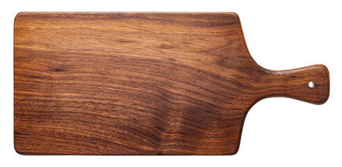 Handmade black walnut chopping board. walnut natural texture. wooden board isolated on white background