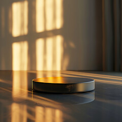 interior of a modern house with close up product display podium