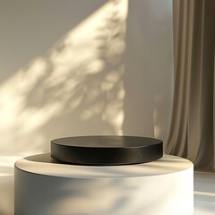 interior of a modern house with close up product display podium