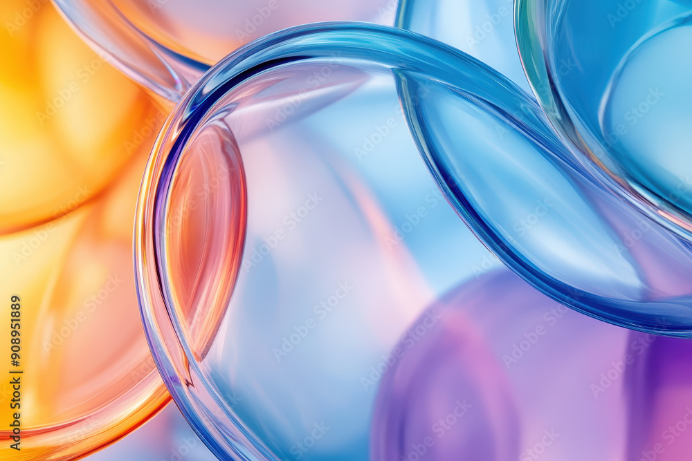 Poster abstract background showing transparent colorful glass elements intertwining, creating a modern and 
