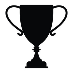 Trophy sign icon. Trophy cup. Champion cup winner trophy award. Black silhouette of trophy cup. Vector illustration