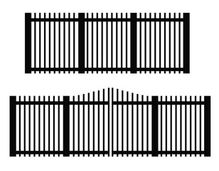 Metal Gate and Fence Silhouette. Modern constructions and architecture concept vector art
