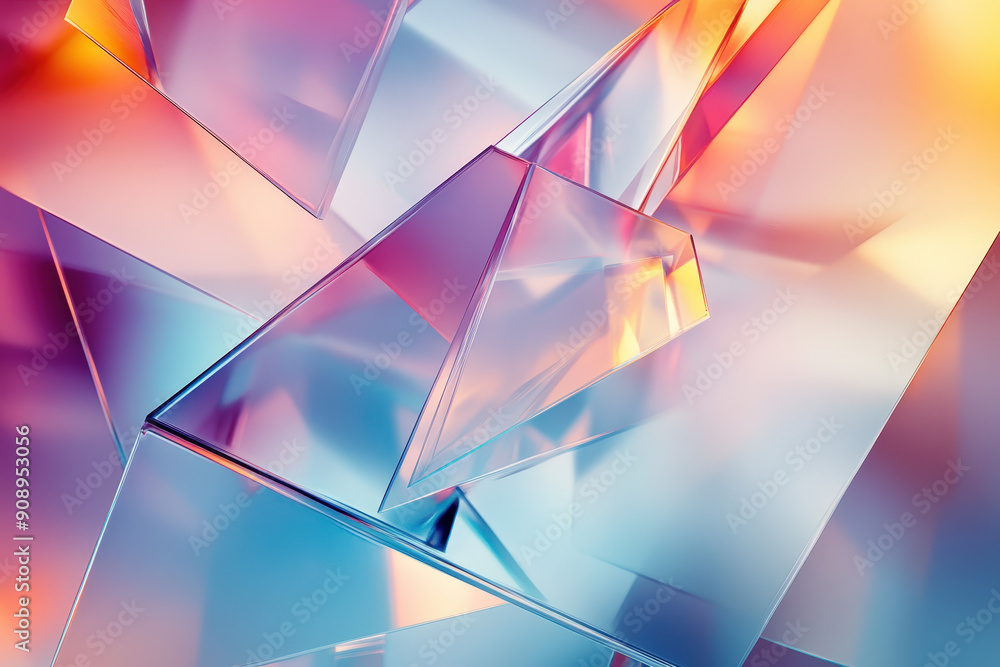 Aufkleber abstract composition of colorful glass and crystal triangular prisms is refracting light