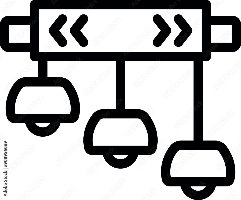Poster this simple icon depicts a track lighting system hanging from the ceiling with three spotlights