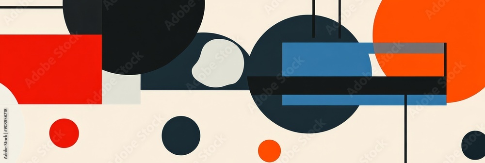 Poster this image features a vibrant abstract design with geometric shapes and a minimalist aesthetic. the 