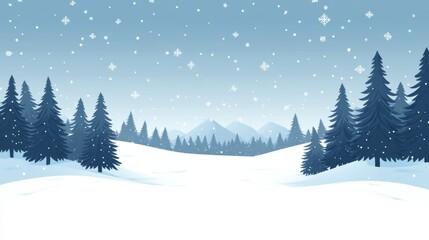 A Wintery Forest Landscape with Snow Falling