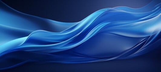 Fototapeta premium Cobalt Blue Fluid Waves. This image showcases elegant, flowing cobalt blue waves with a silky texture, creating a serene and abstract background perfect for various design applications. 