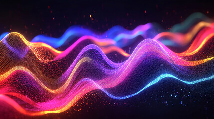 Fototapeta premium Brightly colored neon data wave brightly