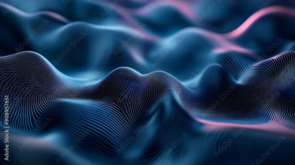 Poster this image showcases a dynamic abstract background with wavy lines and a gradient of blue and pink c