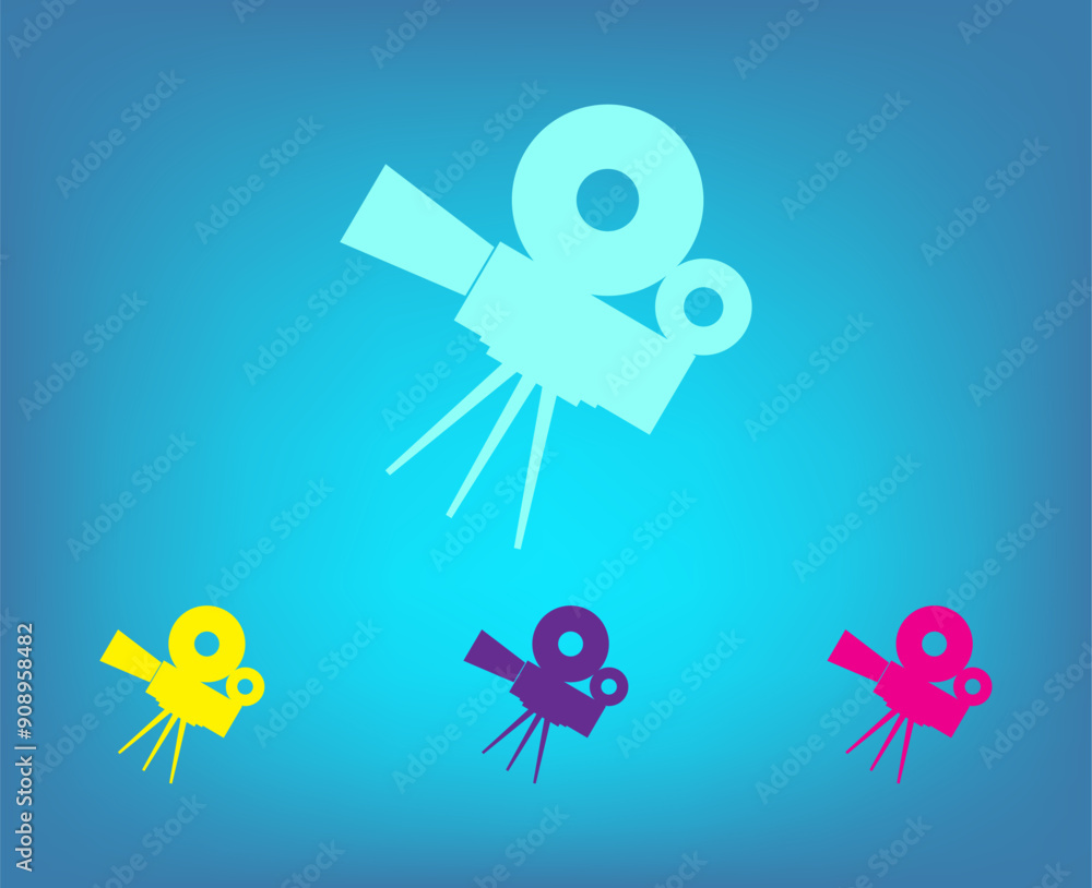 Poster vector color icons on blue background with gradient