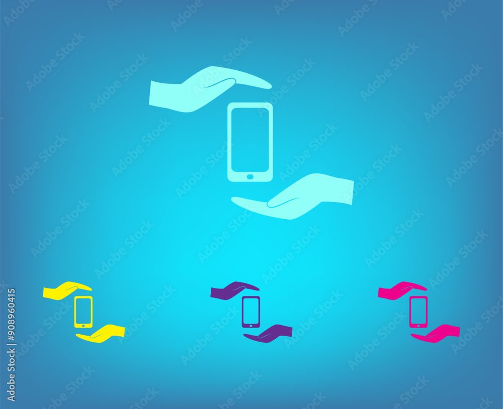 Poster vector color icons on blue background with gradient