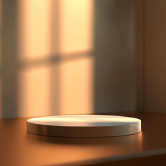 interior of a modern house with close up product display podium