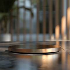 Fototapeta premium interior of a modern house with close up product display podium