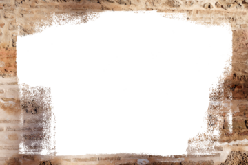 Picture frame made from an old brick wall. Transparent background overlay, PNG.